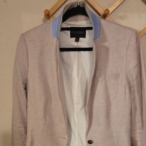 Banana Republic Light Tan Blazer with Blue Trim